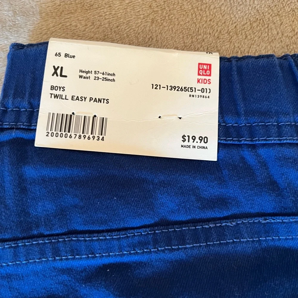 NWT UNIQLO Boys TWILL Easy Pants Height 57-61 inch Waist 23- 25 Inch 92%Cotton - Picture 5 of 9
